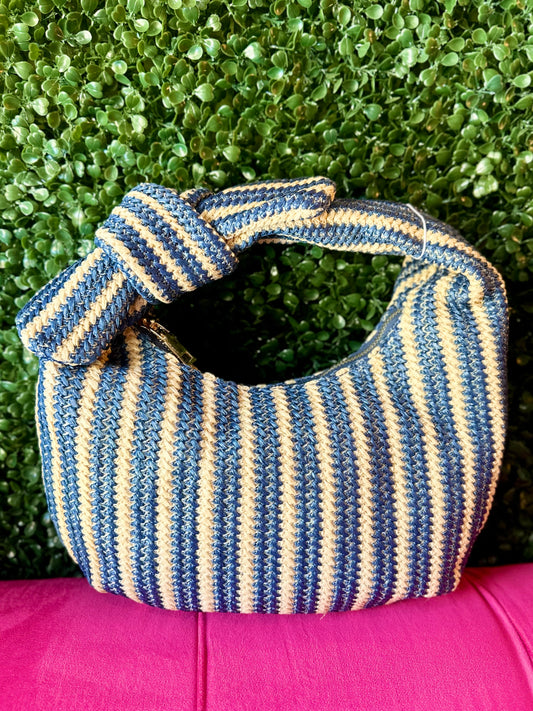 Navy Striped Clutch Bag