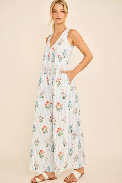 Seaside Bloom Backless Jumpsuit