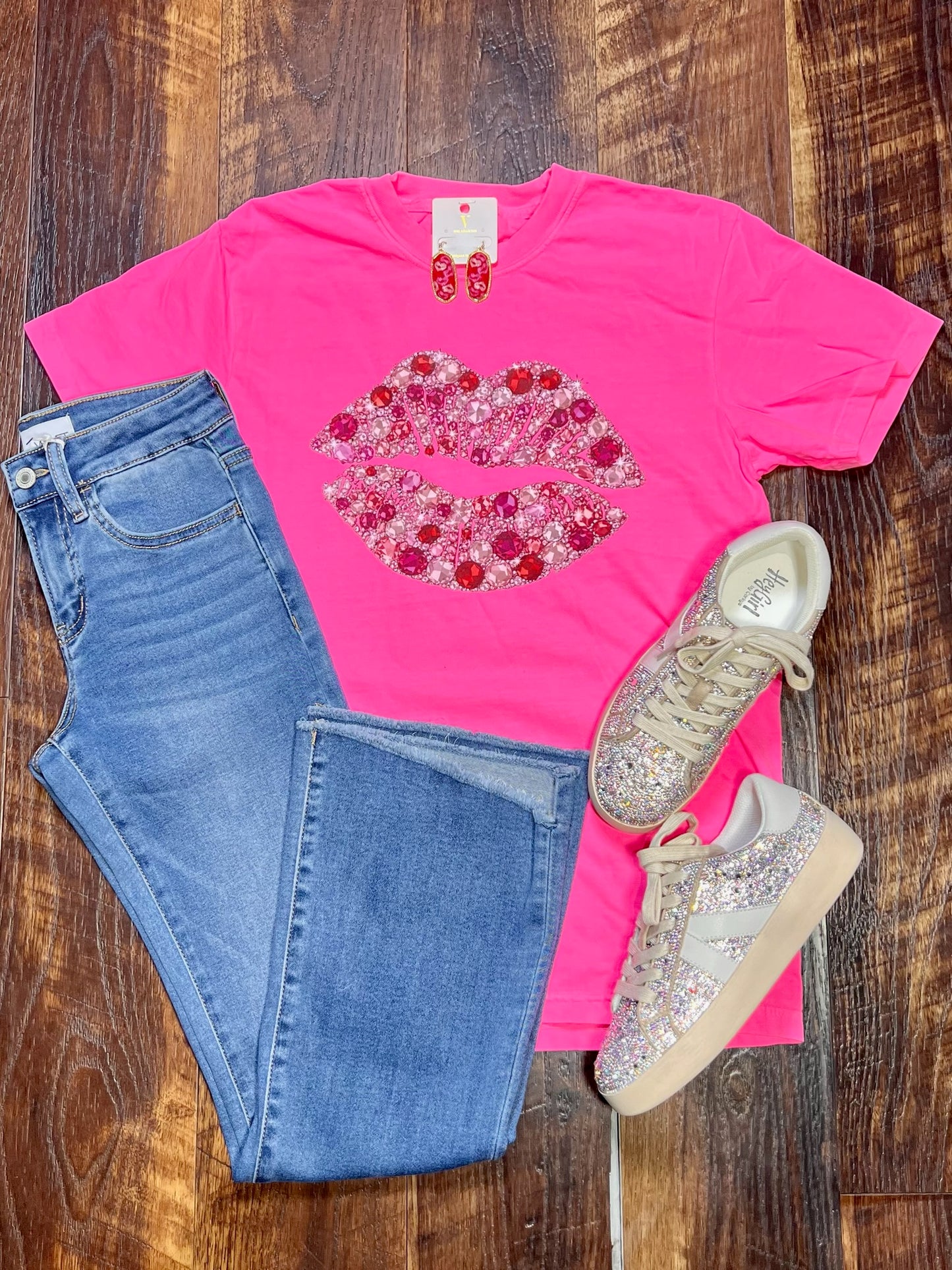 Comfort Colors Faux Rhinestone Kiss T-Shirt