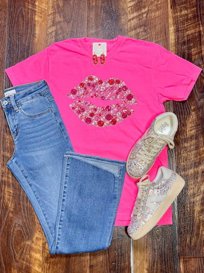 Comfort Colors Faux Rhinestone Kiss T-Shirt