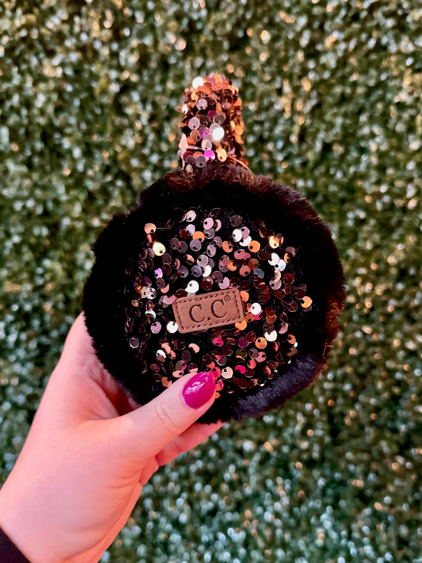 CC Black & Gold Sequin Earmuffs
