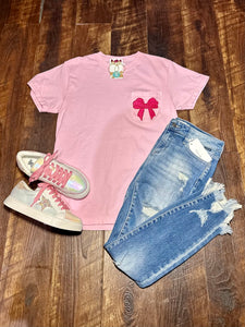 Comfort Colors Embroidered Bow Tee
