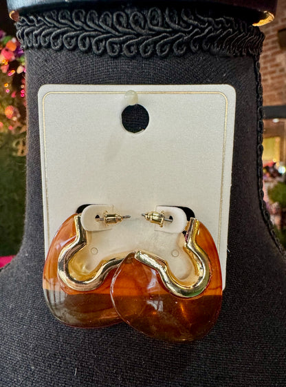 Brown & Gold Geometric Earrings