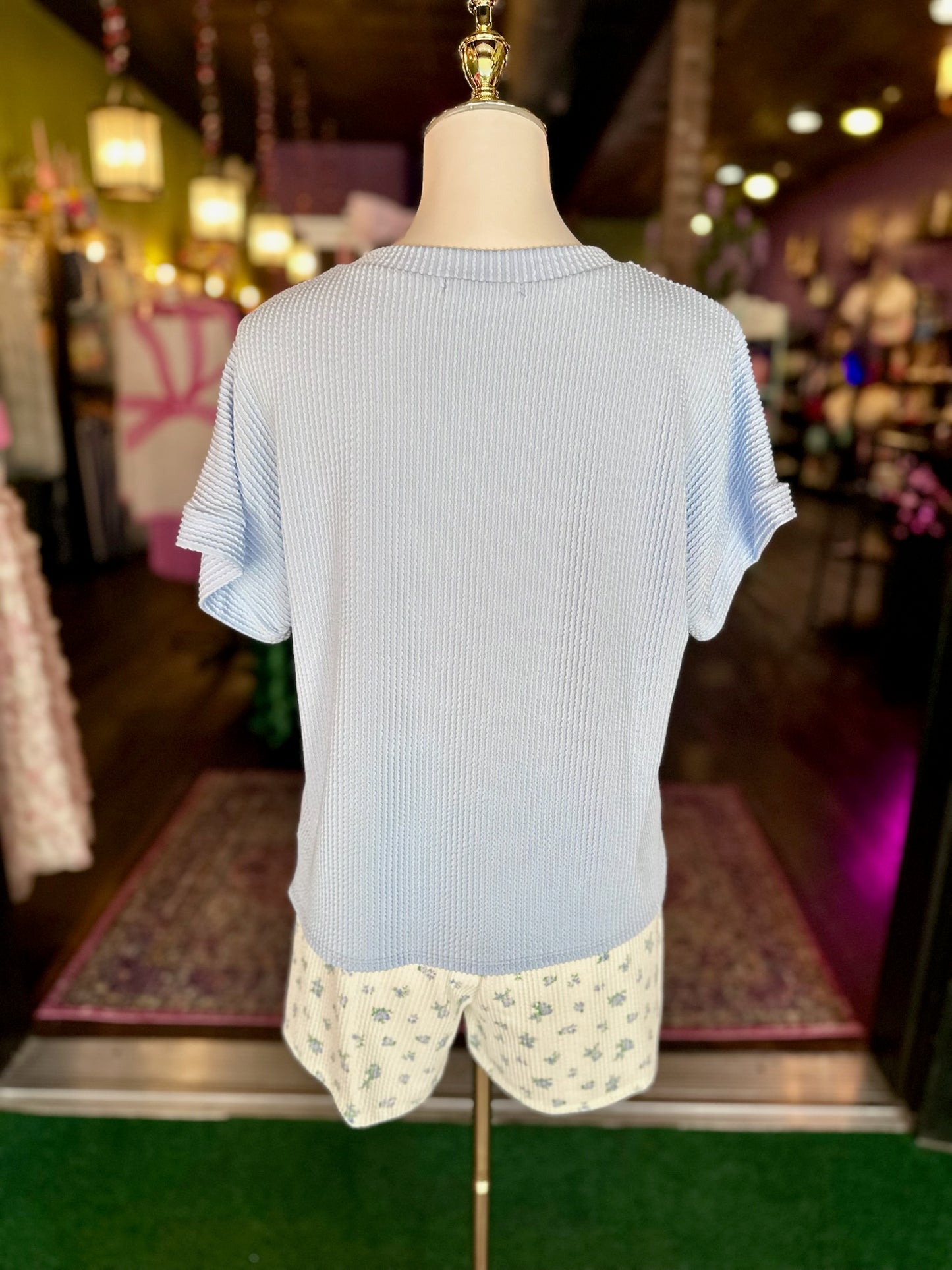 Light Blue Gingham In Bloom Set