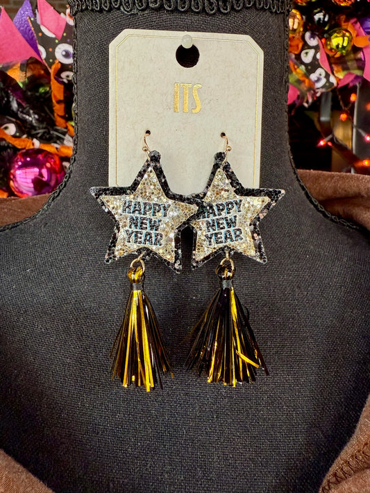 Happy New Year Tassel Earrings