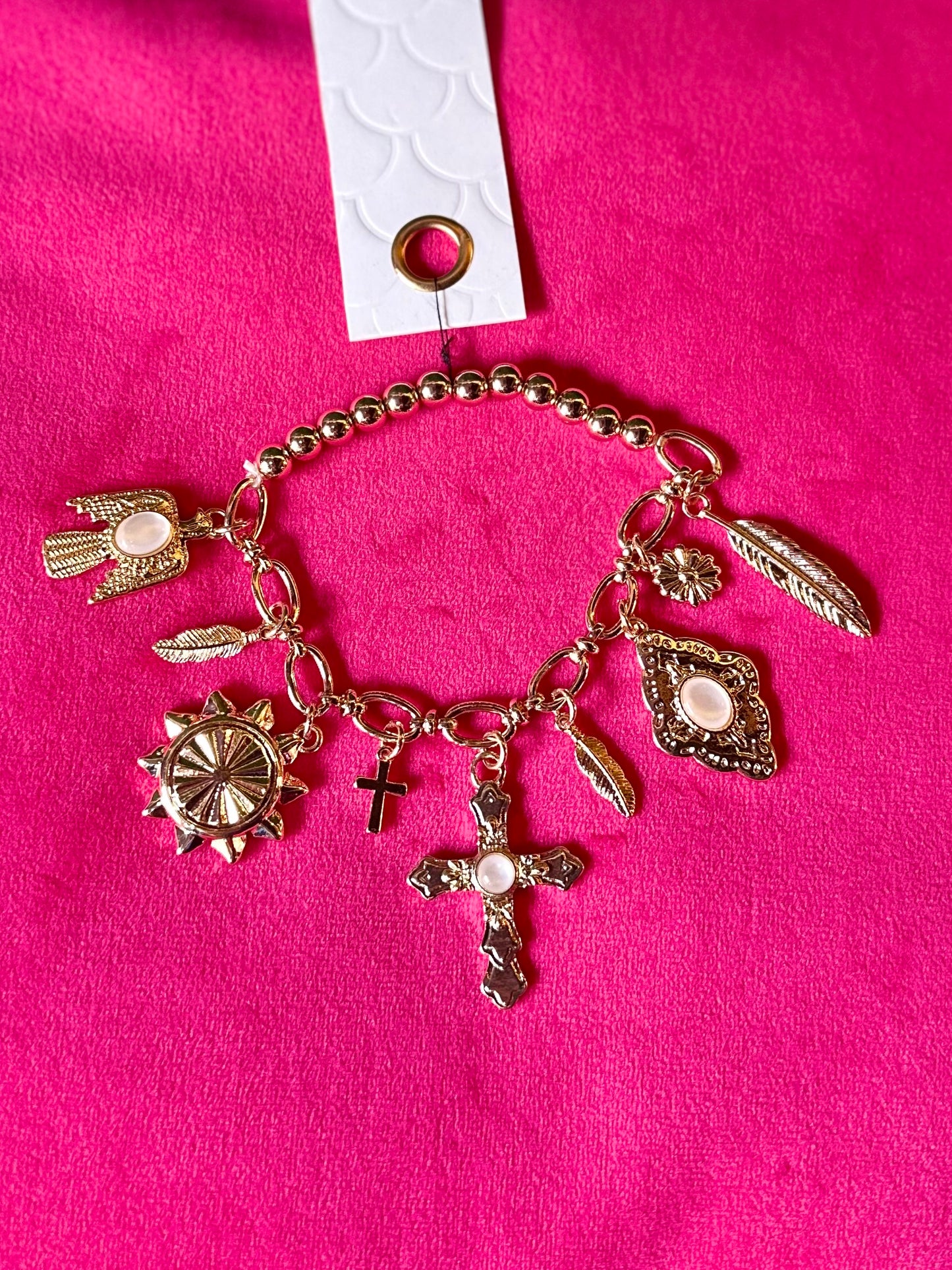 Cross & Western Style Multi Charm Bracelet