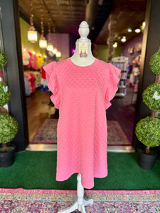 Bubble Gum Pink Textured Mini Dress