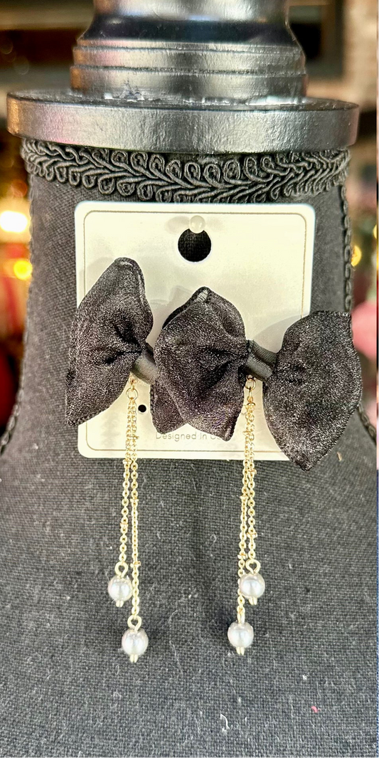 Bow & Chain Drop Earrings