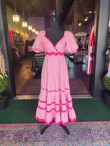 Pink Midi Dress w/ Ricrac Trim Detail