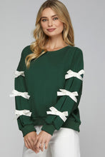 Load image into Gallery viewer, Green Sweatshirt w/ Ribbon-Detail Sleeves
