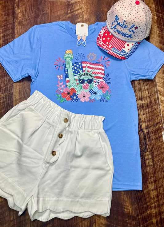 Patriotic Polka Dot Lady Liberty T-Shirt