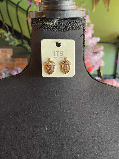 Glittery Acorn Studs