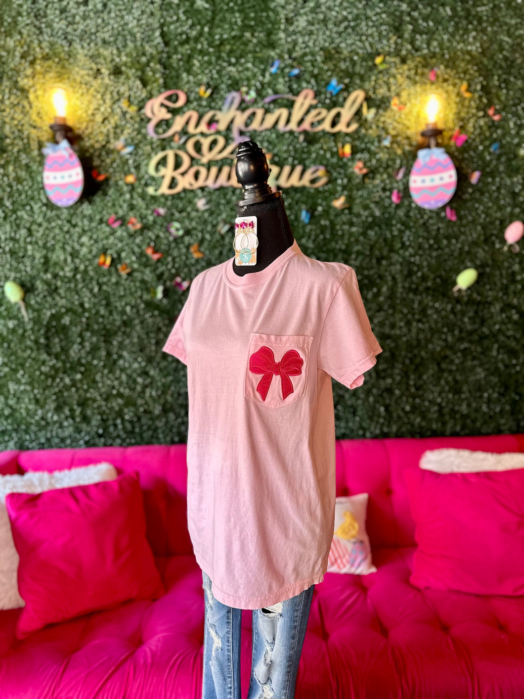 Comfort Colors Embroidered Bow Tee
