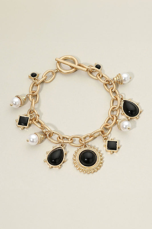 Black Cabochon Pearl Bracelet