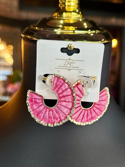 Fuchsia Fan Shape Hoops