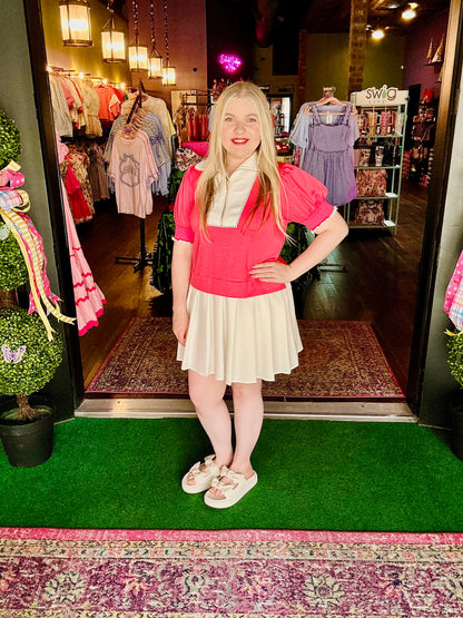 Bubblegum Pink & White Two-Fer Dress