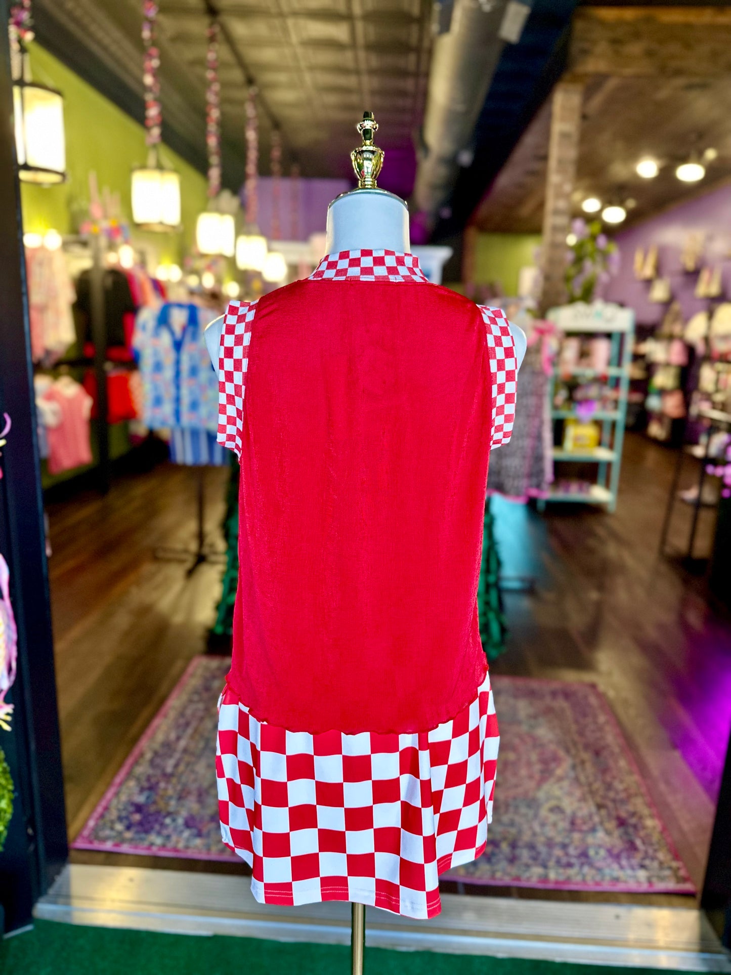 Checkmate Red Ribbed Tank