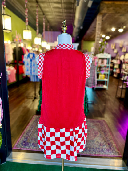 Checkmate Red Ribbed Tank