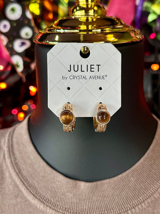 Accented Dome Stone Hoops