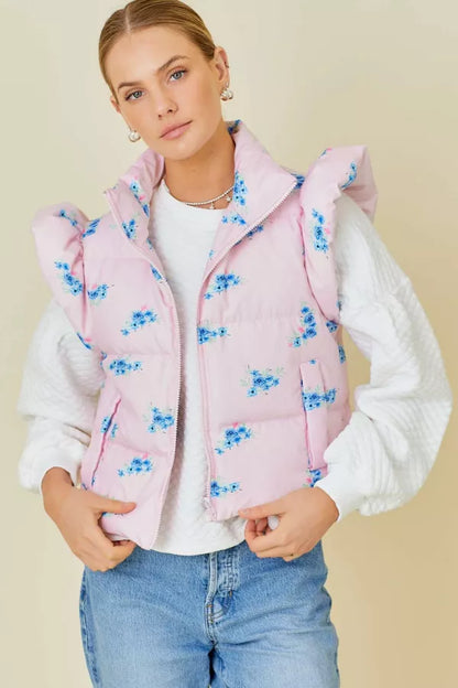 Light Pink Floral Print Vest