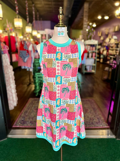 Tropical Patchwork “Lucy” Tank Dress