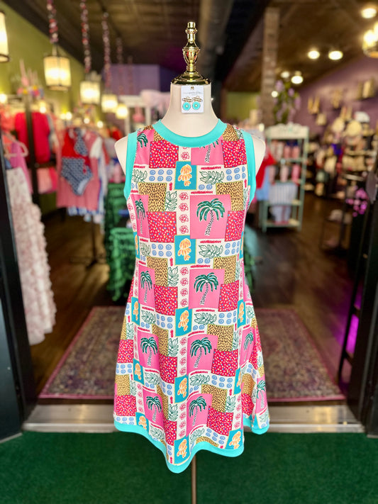 Tropical Patchwork “Lucy” Tank Dress