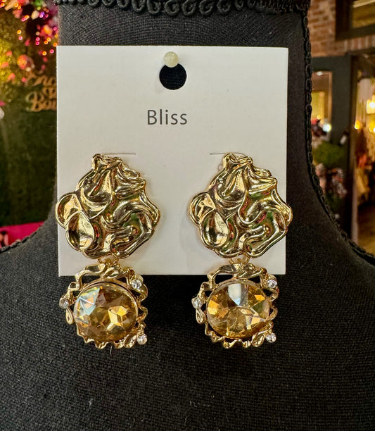 Beige Jewel Drop Earrings