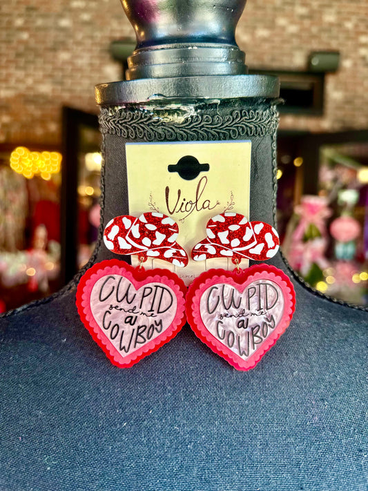 Cupid Send Me a Cowboy Earrings
