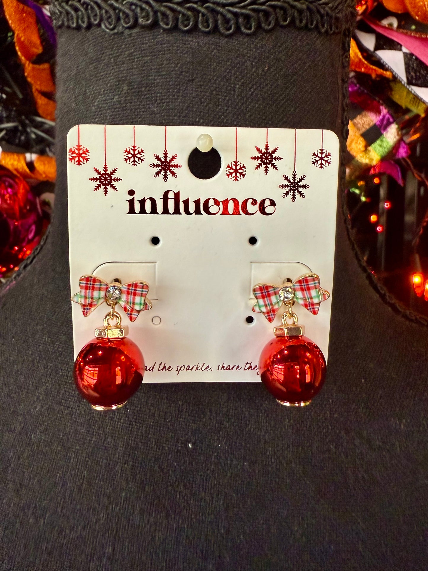 Pink/Fuchsia Christmas Bow & Ornament Dangles