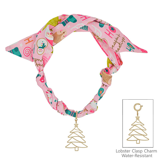 Pink Christmas Silk Scarf Necklace