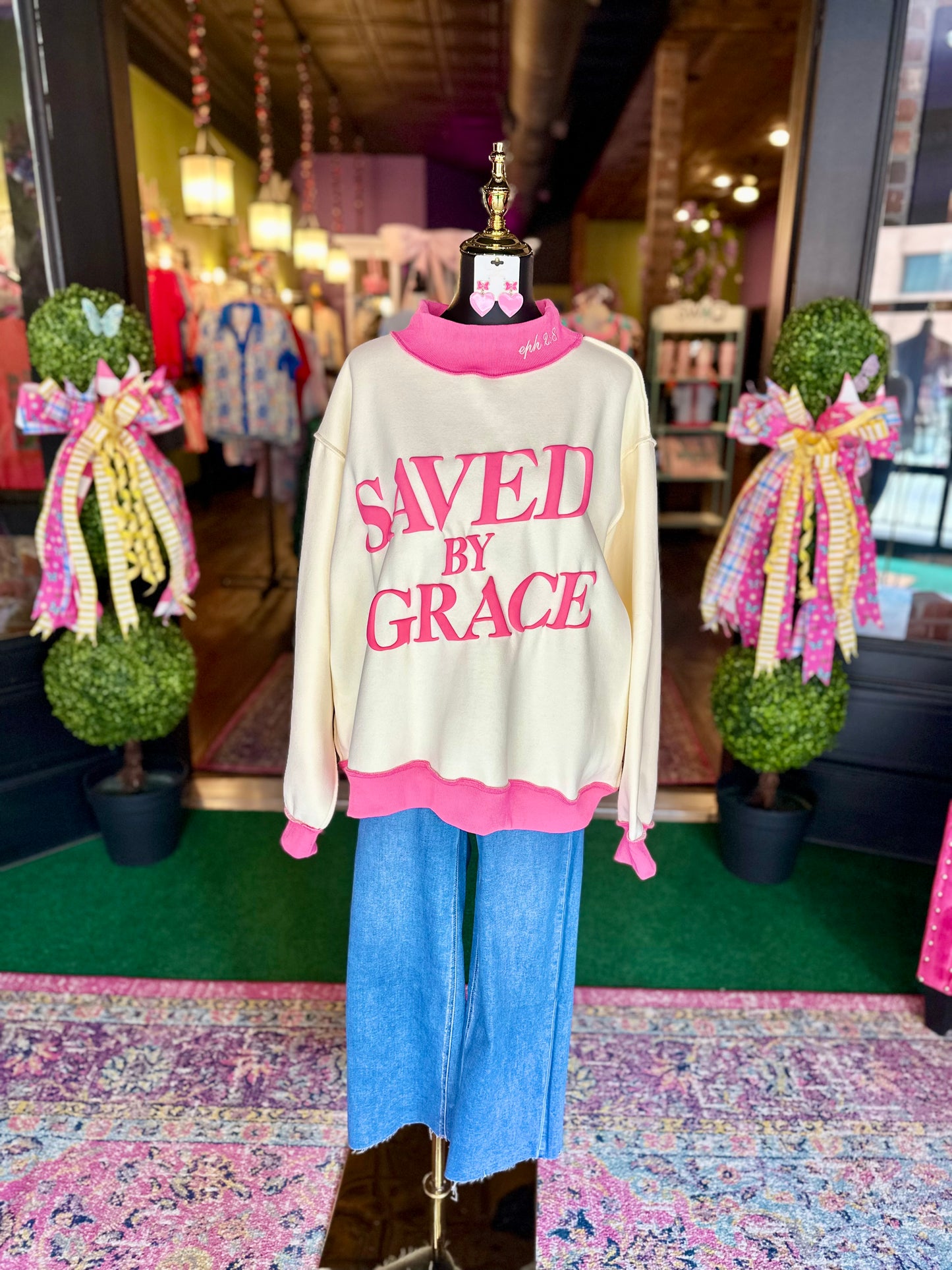 Saved By Grace Mockneck Sweatshirt