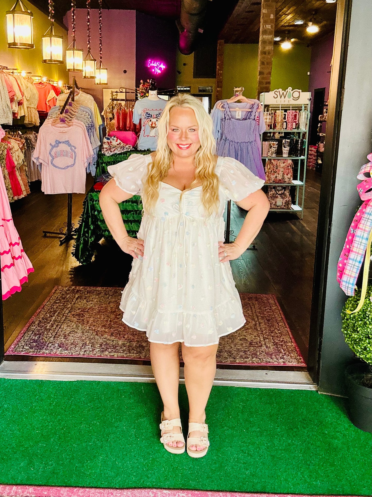 Ivory Rose Embellished Organza Mini Dress