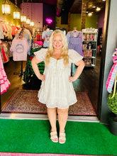 Load image into Gallery viewer, Ivory Rose Embellished Organza Mini Dress

