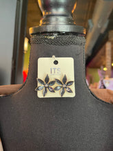 Load image into Gallery viewer, Black Enamel Flower Studs
