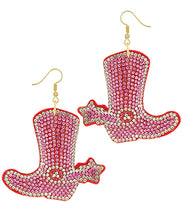 Load image into Gallery viewer, Pink Rhinestone Boots Earrings
