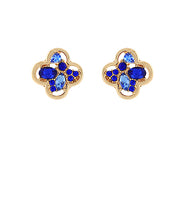 Load image into Gallery viewer, Royal Blue Stone Clover Earrings

