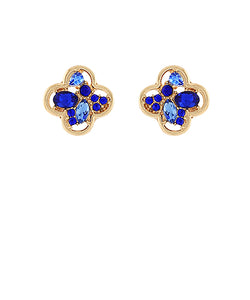 Royal Blue Stone Clover Earrings