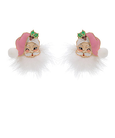 Light Pink Santa Claus Pom Pom Earrings