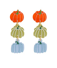 Load image into Gallery viewer, Three Tier Pumpkin Drop Earrings

