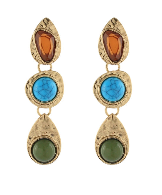 Multicolor Linear Stone Drop Earrings