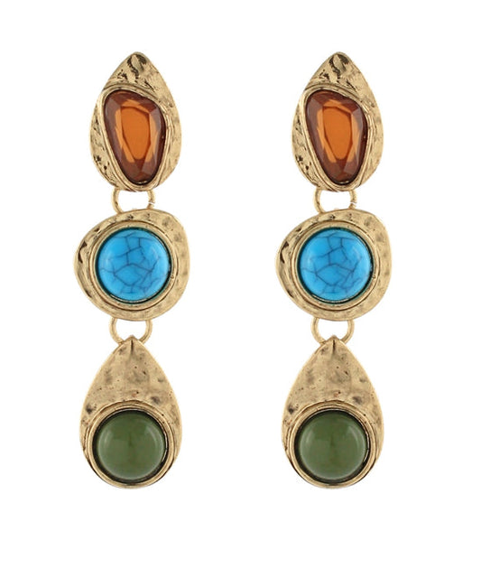 Multicolor Linear Stone Drop Earrings