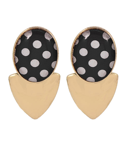 Black & White Polka Dot Geometric Earrings
