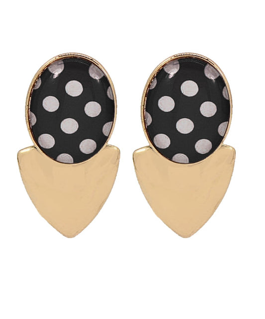 Black & White Polka Dot Geometric Earrings