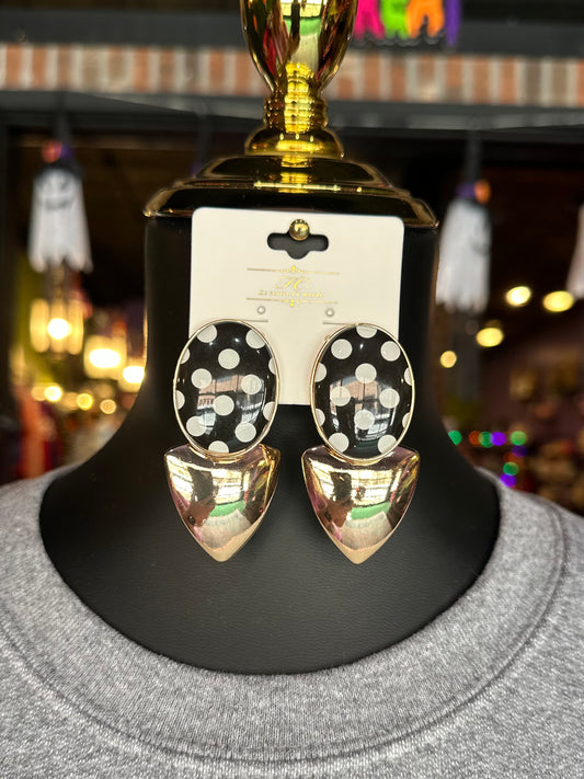 Black & White Polka Dot Geometric Earrings