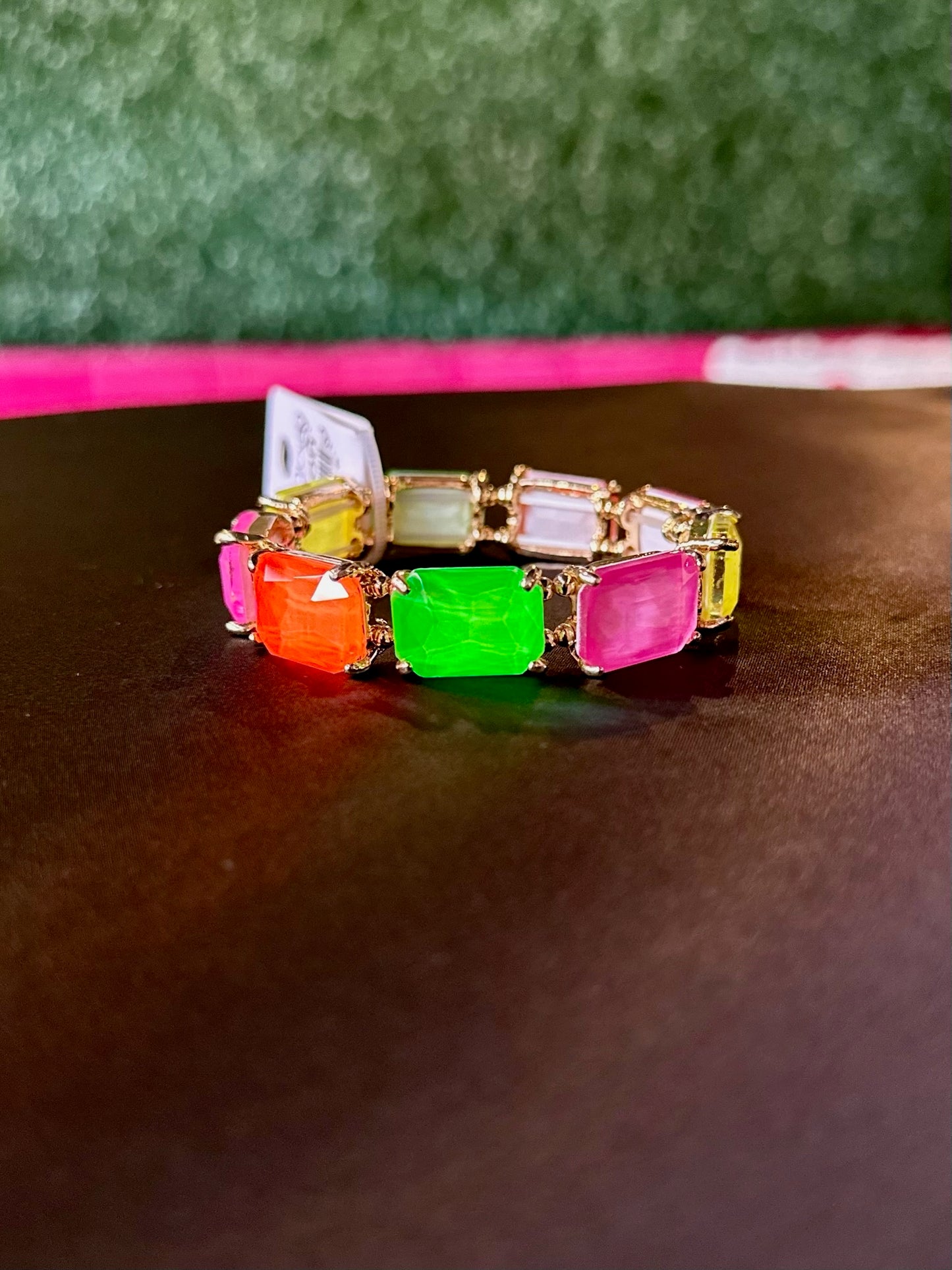 Neon Multi Cut Glass Bracelet