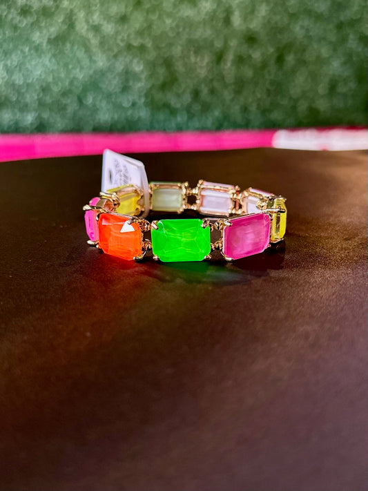 Neon Multi Cut Glass Bracelet