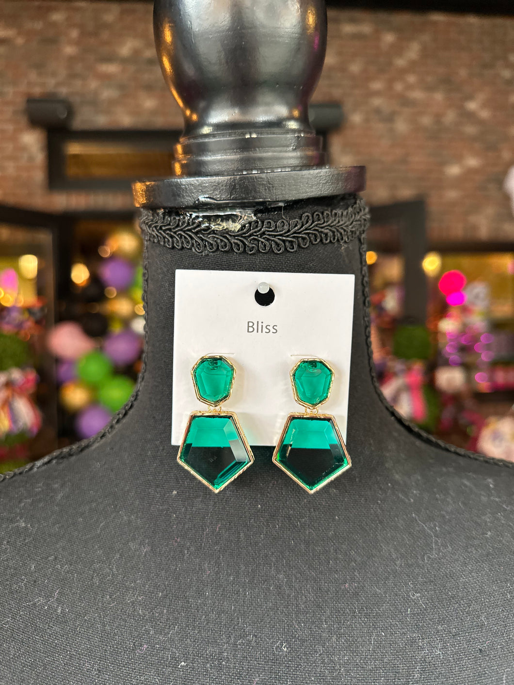 Emerald Stone Pentagon earrings