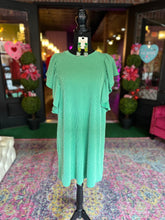 Load image into Gallery viewer, Ribbed Jade Mini Dress w/ Flutter sleeves
