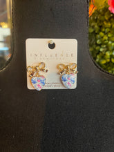 Load image into Gallery viewer, Bow &amp; Floral Ceramic Heart Earrings
