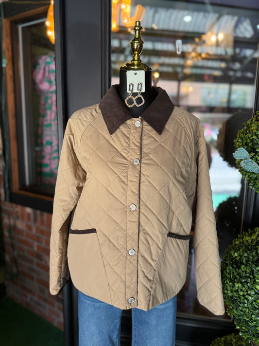 Diamond Quilted Long Sleeve Coat